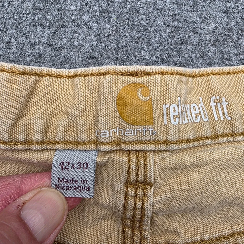 Carhartt Rugged Flex Relaxed Fit Canvas Work Pants Mens 42x30 Tan Khaki 102517